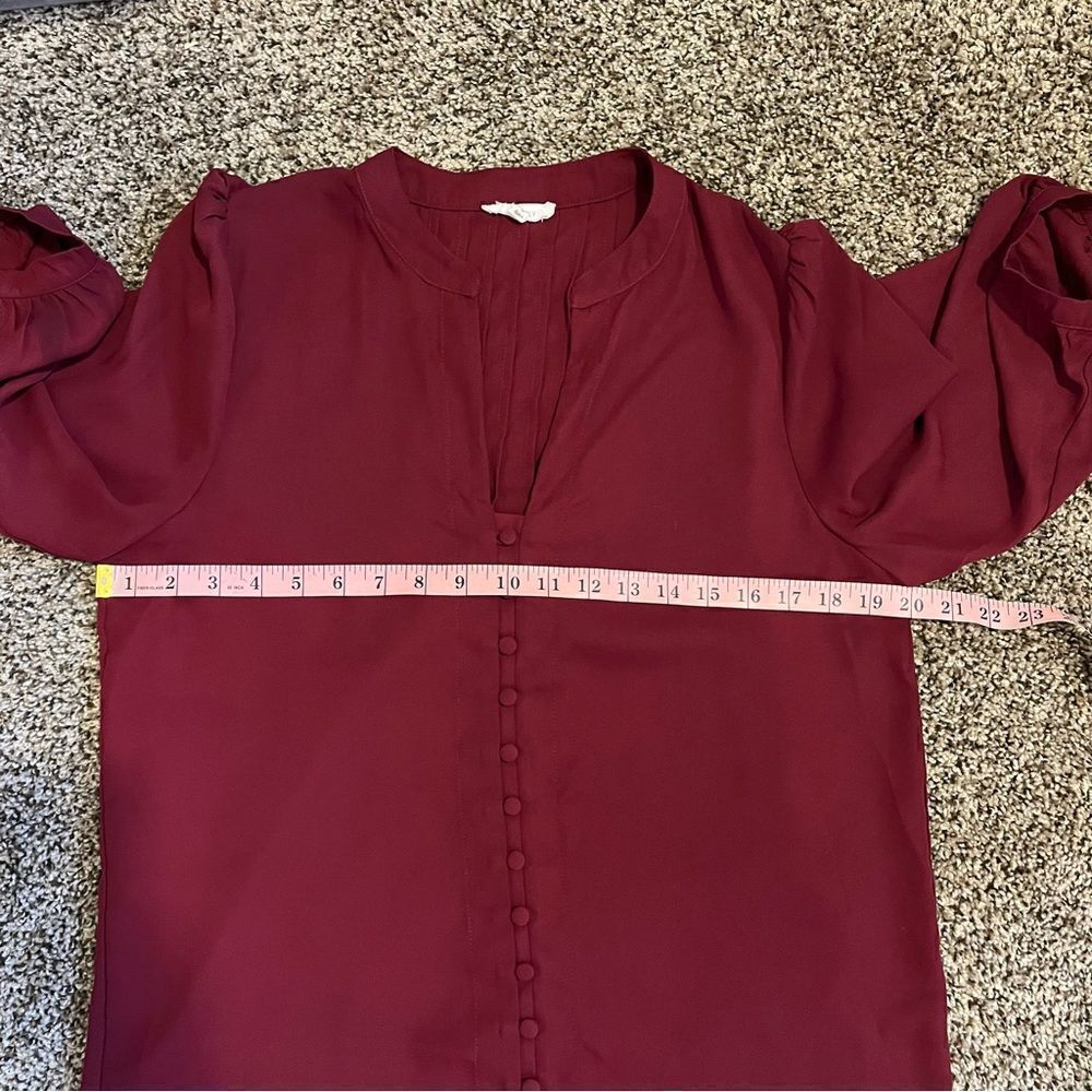 Everly Merlot button front blouse - Picture 9 of 10